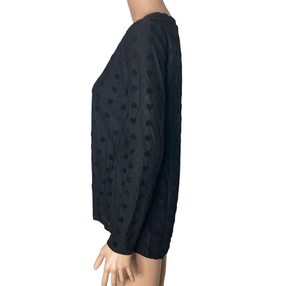 Bobeau Tunic Top Womens XS Tonal Flocked Black Hearts - Picture 13 of 14